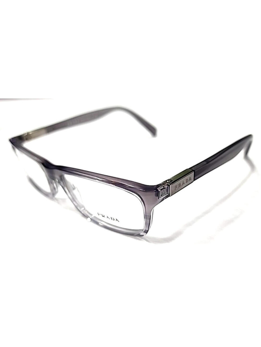 PRADA VPR02O EAJ-101 Gray Fade Rectangle Eyeglasses 53-16 140 Case Box Cloth - Picture 2 of 8